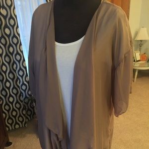 Lularoe Brown with black fringe Monroe kimono